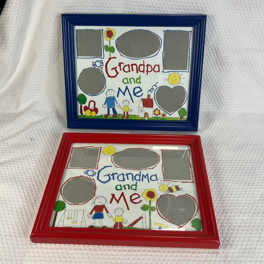 Abbey Press 1997 Grandma Grandpa and Me VTG Collage Photo Frames Set of 2 9x11
